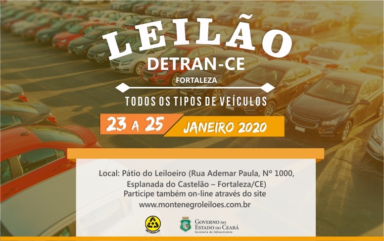 Detran-CE realiza Leilão de Veículos de 23 a 25 de Janeiro de 2020