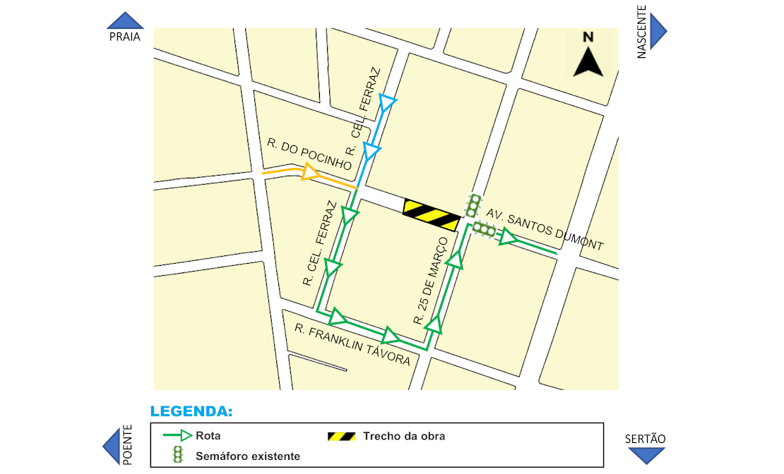 Trecho da Av. Santos Dumont será interditado neste sábado para avanço das obras da Linha Leste
